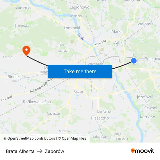 Brata Alberta to Zaborów map