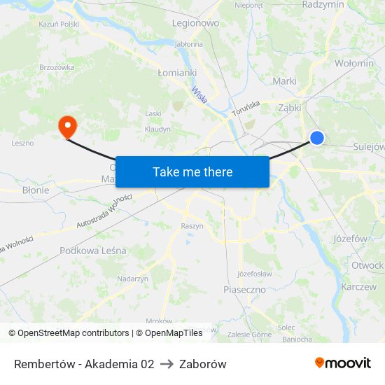 Rembertów - Akademia 02 to Zaborów map