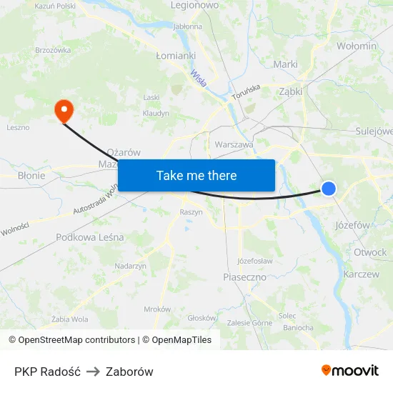 PKP Radość to Zaborów map