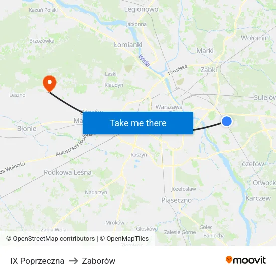 IX Poprzeczna to Zaborów map