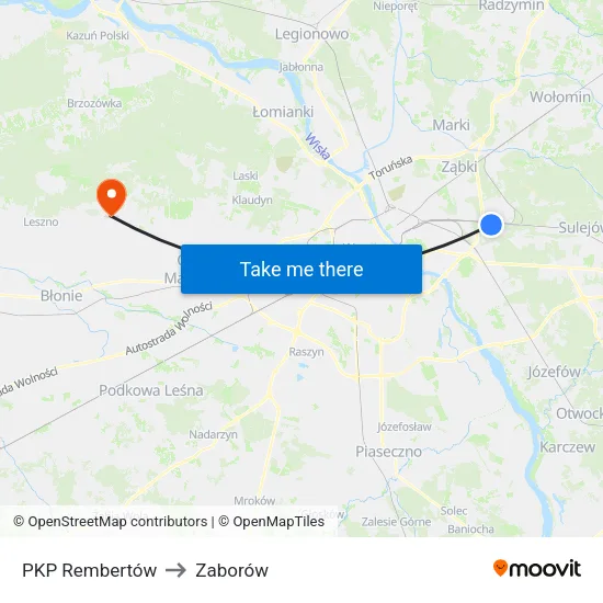 PKP Rembertów to Zaborów map