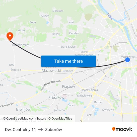 Dw. Centralny 11 to Zaborów map