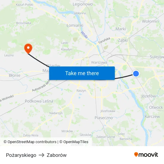 Pożaryskiego to Zaborów map