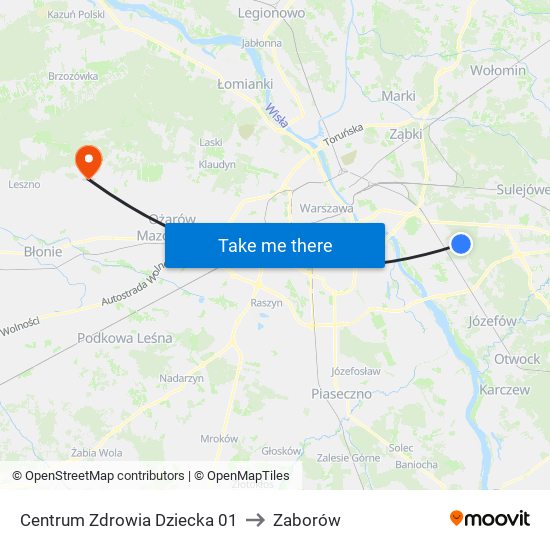 Centrum Zdrowia Dziecka 01 to Zaborów map