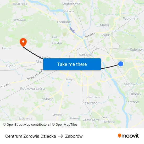 Centrum Zdrowia Dziecka to Zaborów map