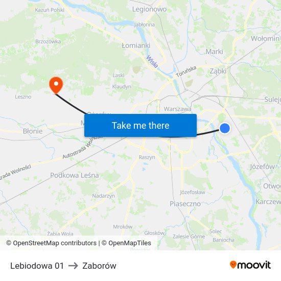 Lebiodowa to Zaborów map