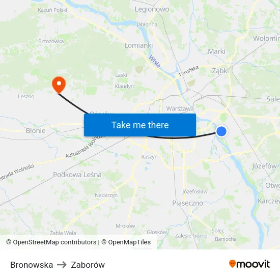 Bronowska to Zaborów map