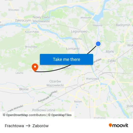 Frachtowa to Zaborów map