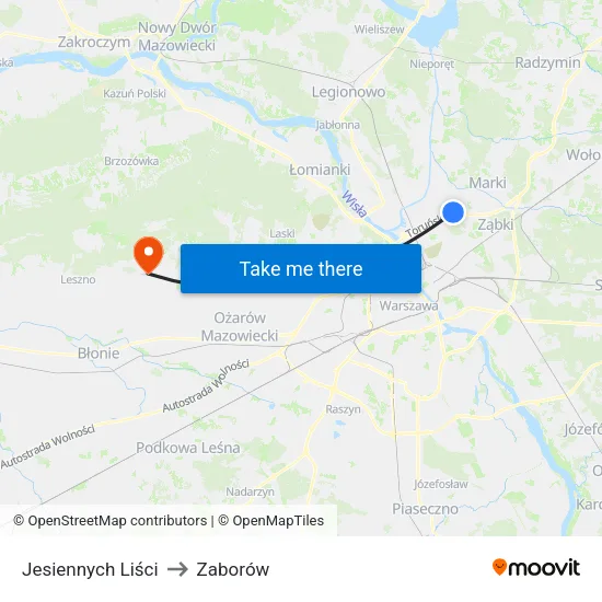 Jesiennych Liści to Zaborów map