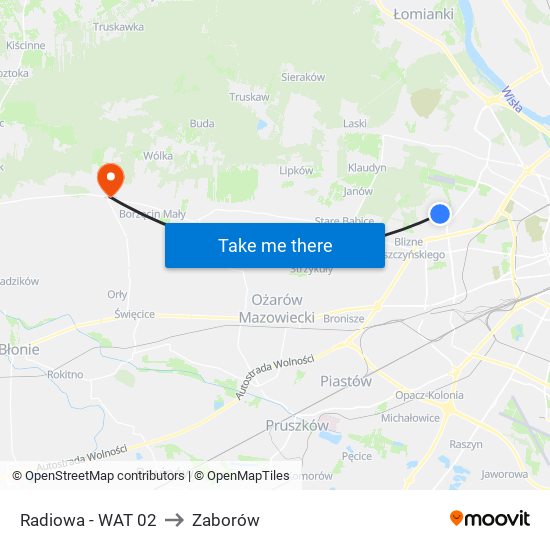 Radiowa - WAT 02 to Zaborów map