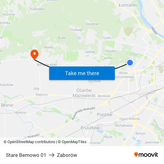 Stare Bemowo 01 to Zaborów map