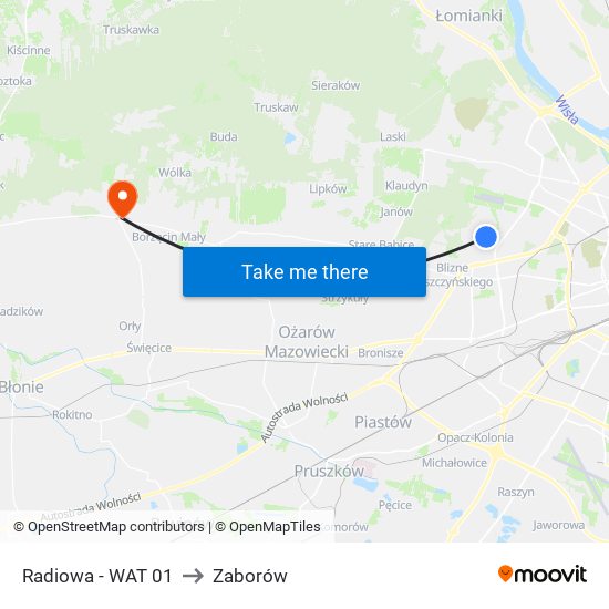 Radiowa - WAT 01 to Zaborów map