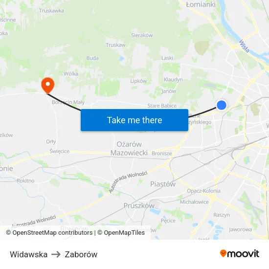 Widawska to Zaborów map