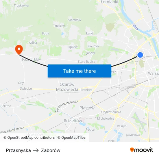 Przasnyska to Zaborów map