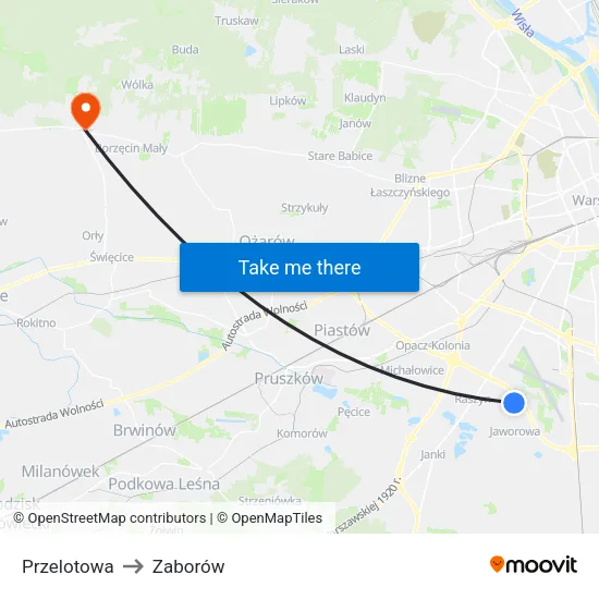 Przelotowa to Zaborów map