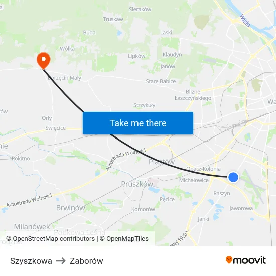 Szyszkowa to Zaborów map