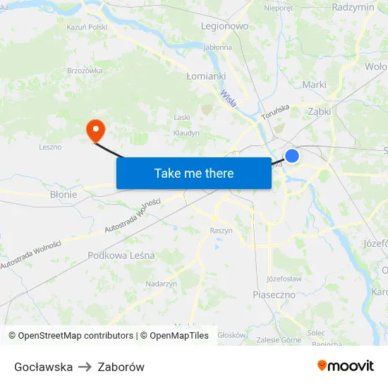 Gocławska to Zaborów map