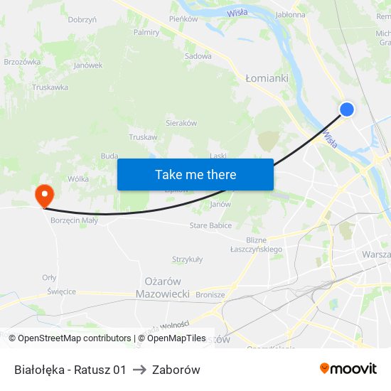 Białołęka - Ratusz 01 to Zaborów map