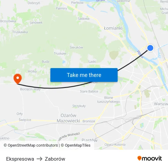 Ekspresowa to Zaborów map