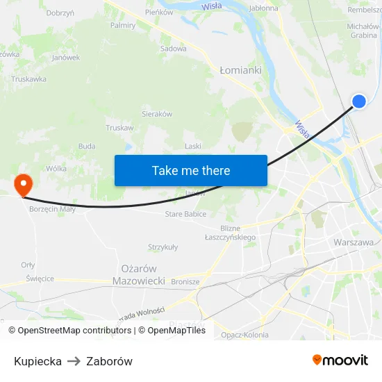 Kupiecka to Zaborów map