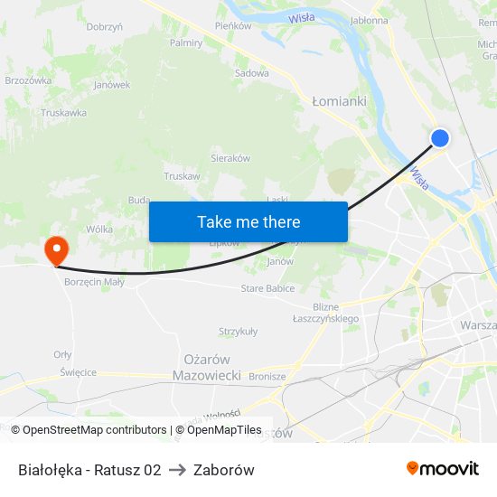 Białołęka - Ratusz 02 to Zaborów map