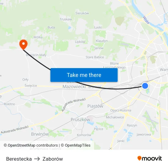 Berestecka to Zaborów map