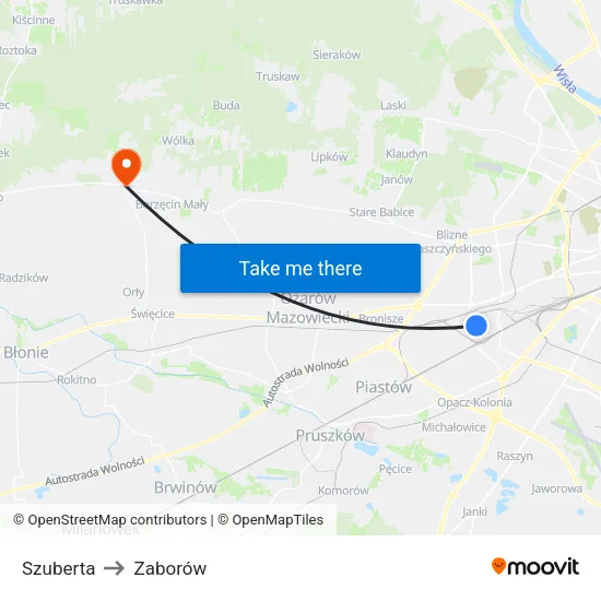 Szuberta to Zaborów map