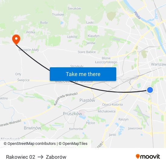 Rakowiec to Zaborów map