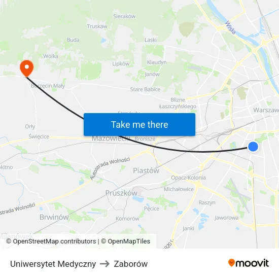 Uniwersytet Medyczny to Zaborów map