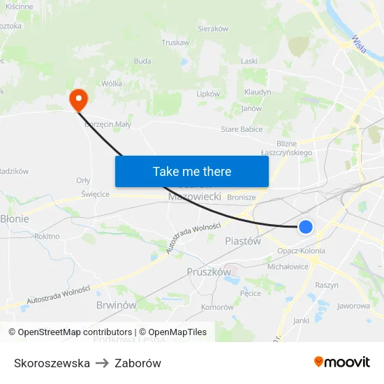 Skoroszewska to Zaborów map