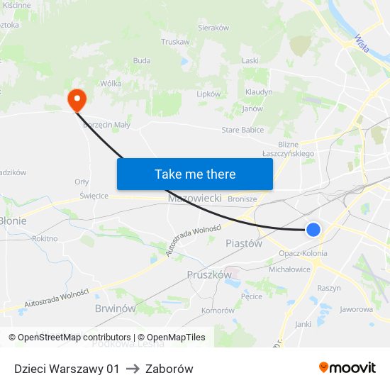 Dzieci Warszawy to Zaborów map