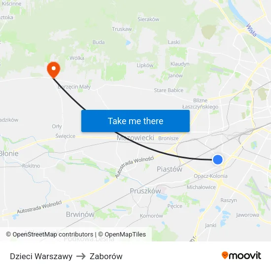 Dzieci Warszawy to Zaborów map