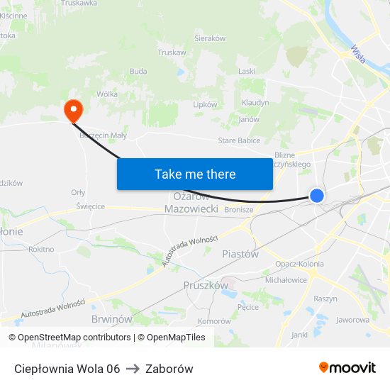 Ciepłownia Wola 06 to Zaborów map