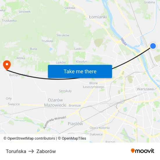 Toruńska to Zaborów map