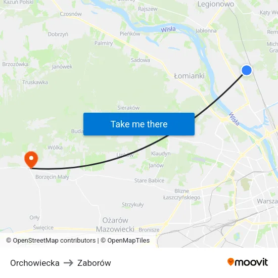 Orchowiecka to Zaborów map