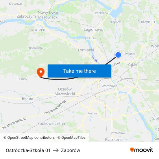 Ostródzka-Szkoła to Zaborów map