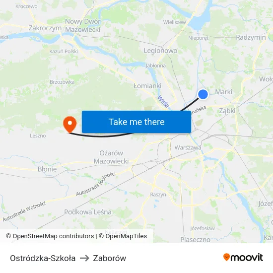 Ostródzka - Szkoła to Zaborów map