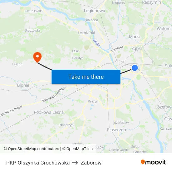 PKP Olszynka Grochowska to Zaborów map