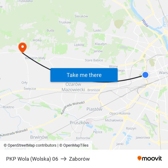 PKP Wola (Wolska) 06 to Zaborów map