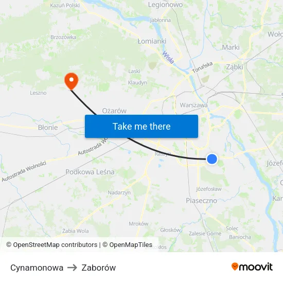 Cynamonowa to Zaborów map