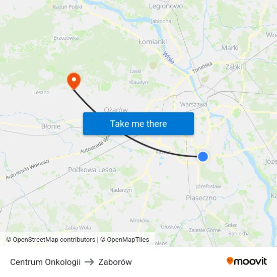 Centrum Onkologii to Zaborów map