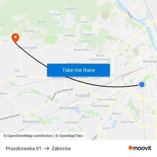 Pruszkowska 01 to Zaborów map