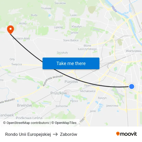 Rondo Unii Europejskiej to Zaborów map
