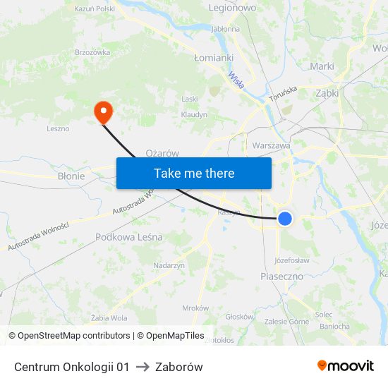 Centrum Onkologii 01 to Zaborów map