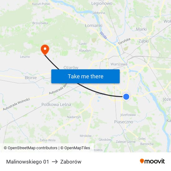 Malinowskiego 01 to Zaborów map