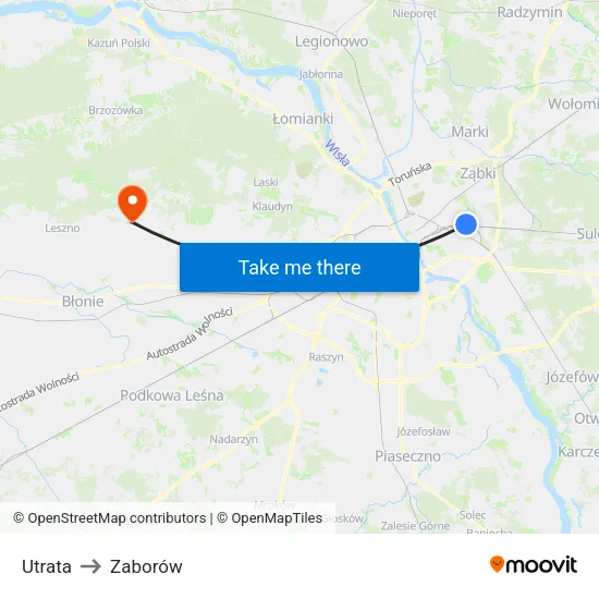 Utrata to Zaborów map