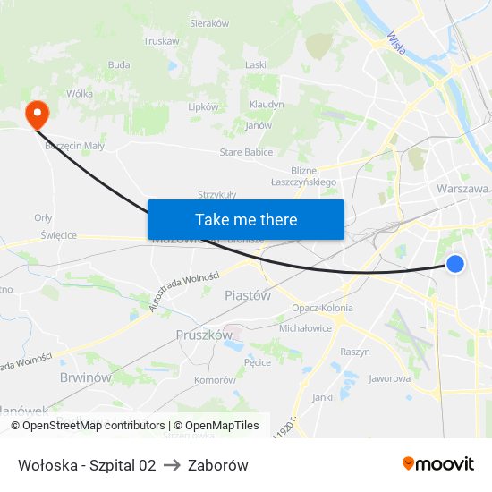 Wołoska - Szpital 02 to Zaborów map