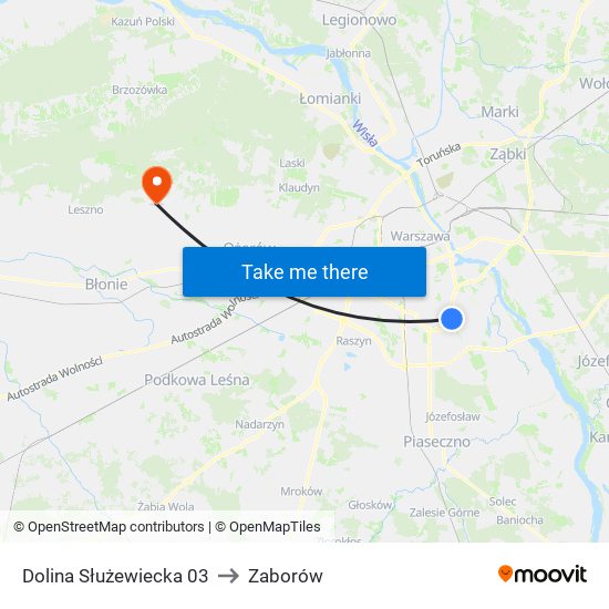 Dolina Służewiecka 03 to Zaborów map