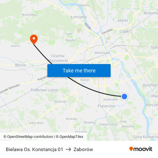 Konstancin-Jeziorna Os. Konstancja to Zaborów map