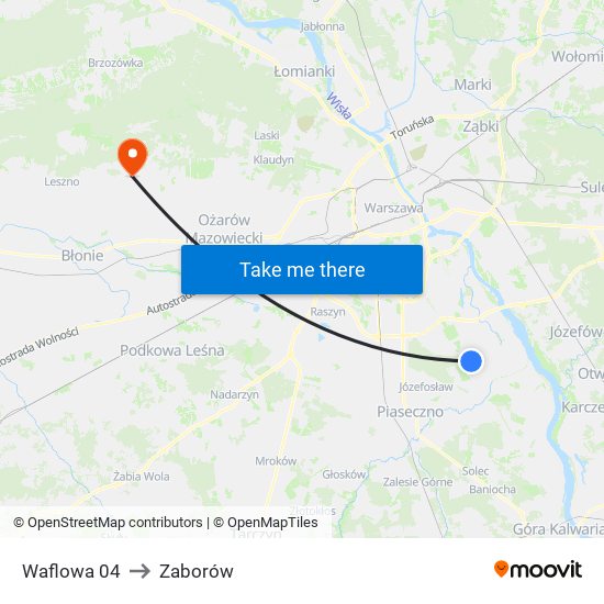 Waflowa to Zaborów map